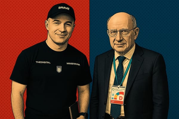 Mykhailo Fedorov (left) and Andrius Kubilius (right)